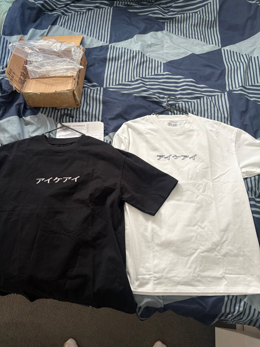White on black logo tee